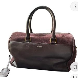 YSL Maroon tote Y2K Yves Saint Laurent duffle handbag. Burgundy color. Authentic